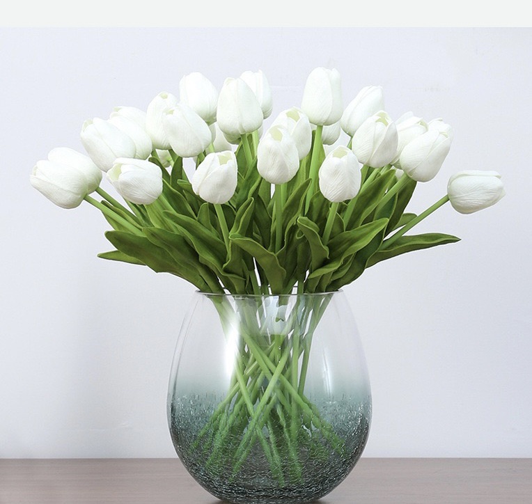 Bó 10 cành hoa tulip giống thật ( 10 cành hoa tuylip giả -lá xoăn -looại 1)