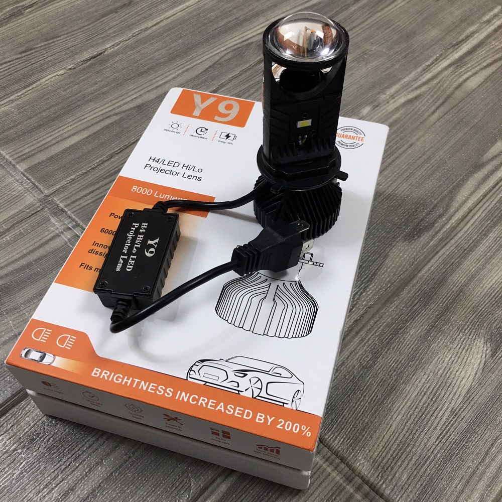 Đèn pha LED bi cầu Y9 siêu sáng ánh sáng gom chân H4