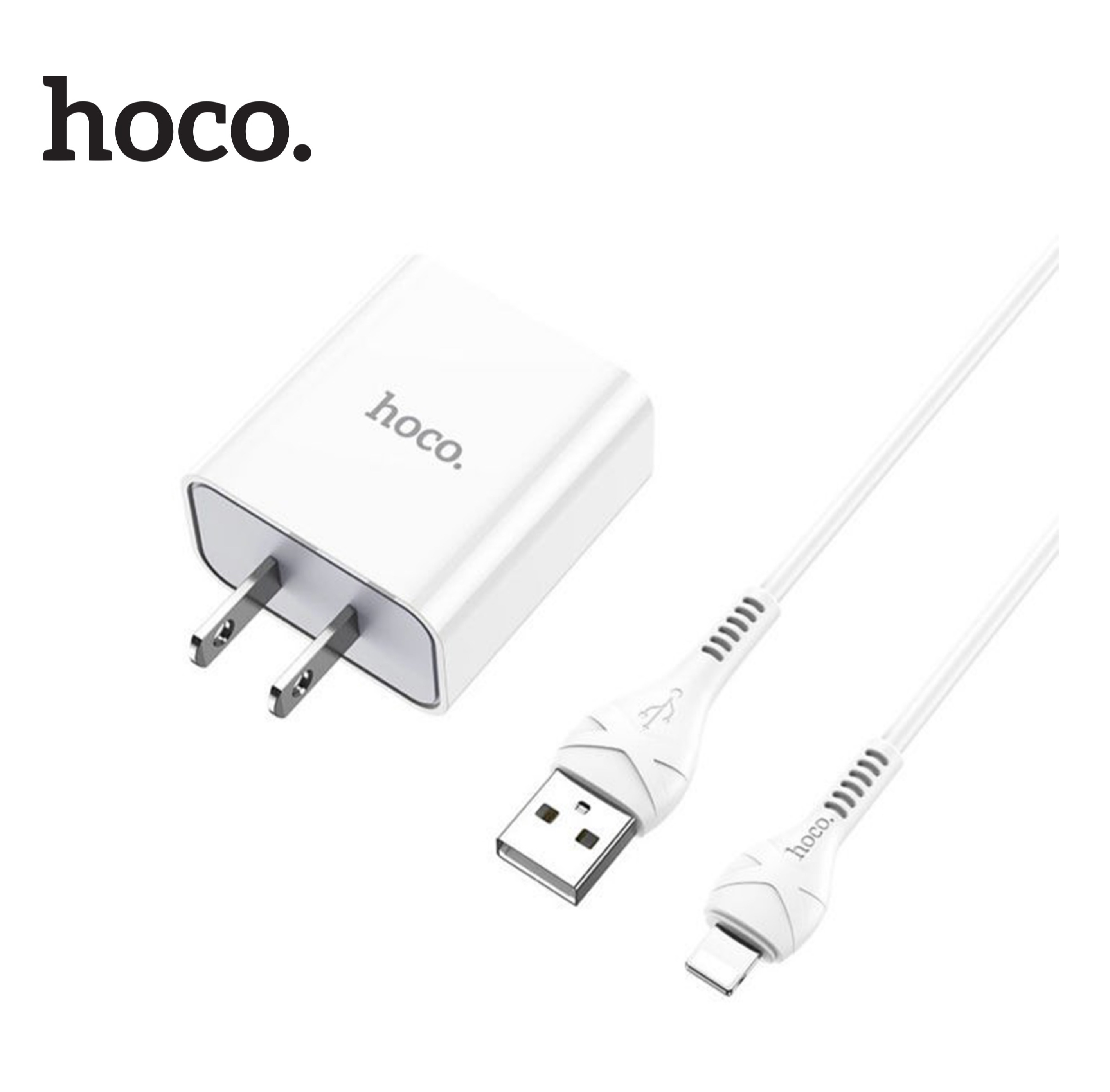 Bộ sạc nhanh Hoco C81 USB Lightning sạc nhanh 2.1A thích hợp với dòng iPhone/iPad/Airpod... dây nhựa dẻo dài 1m