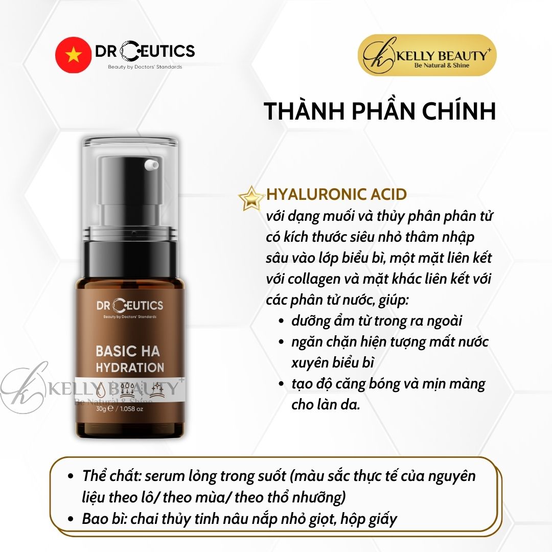 Tinh Chất Cấp Ẩm Cho Da Dầu Drceutics Basic HA Hydration | Kelly Beauty