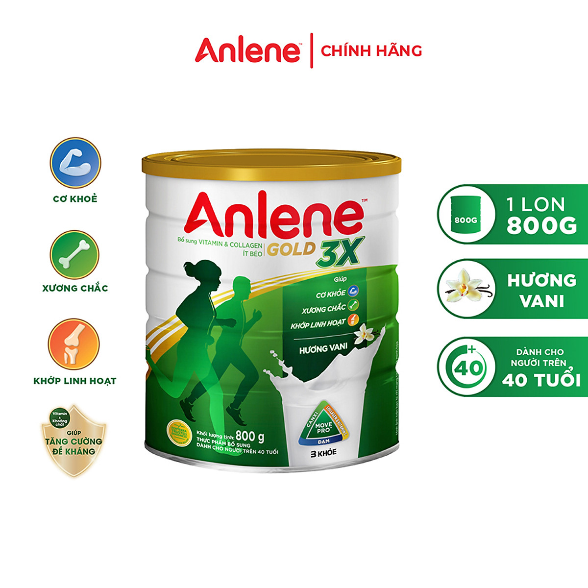 [Date 9.2025] Sữa bột Anlene 3X Vani lon 800g