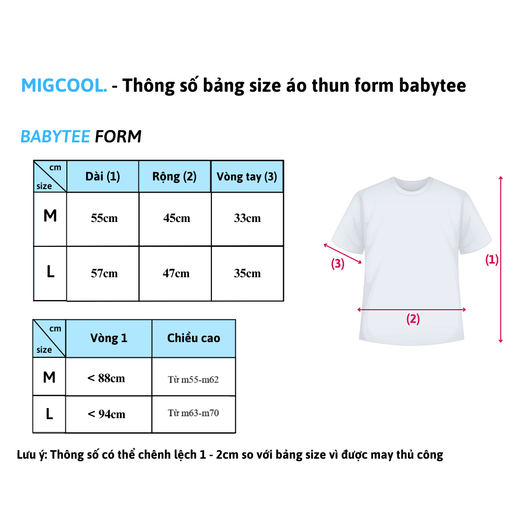 Áo Baby Tee trơn BASIC x MIGCOOL, áo thun nữ basic 100% cotton