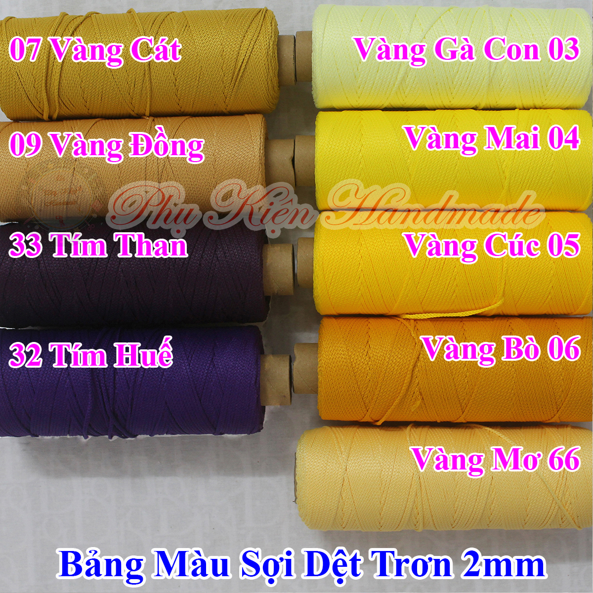 Sợi Dệt Trơn 2mm (Mã màu 01 - 78)