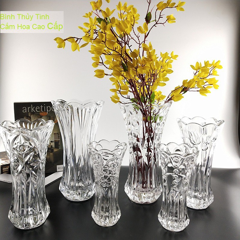 [HCM]Bình bông lọ hoa thủy tinh cao cấp cao 25 cm