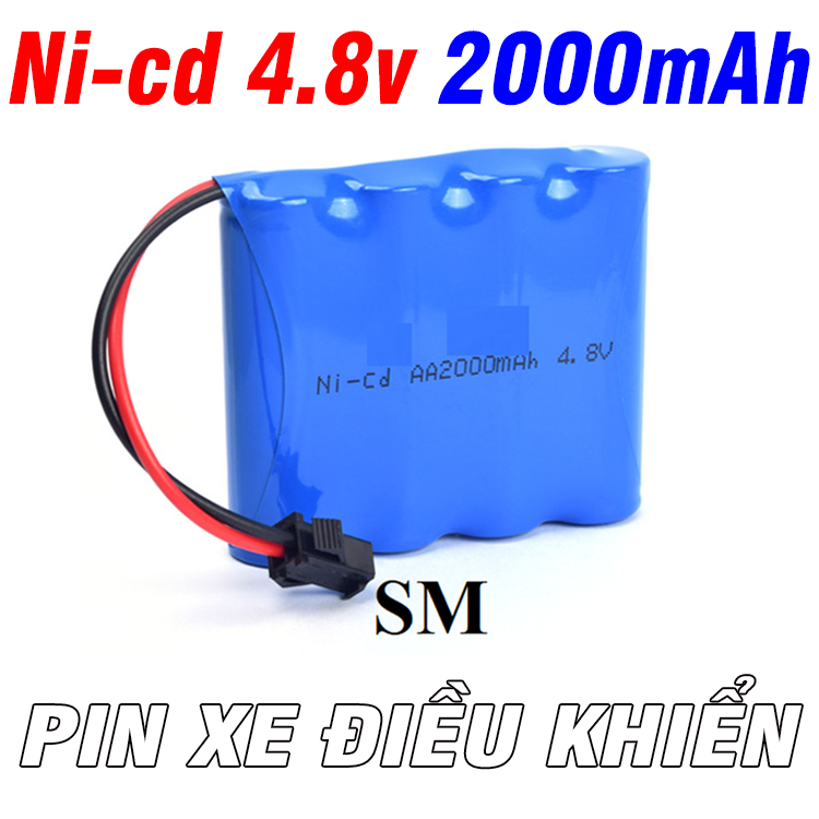 Pin xe điều khiển ni-cd 4.8v 2000mah dùng cho xe mô hình điều khiển từ xa cổng nối SM