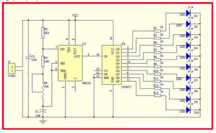 [HCM]Mạch Tự Ráp IC 4017 + LM555 LED Đa Hiệu Ứng