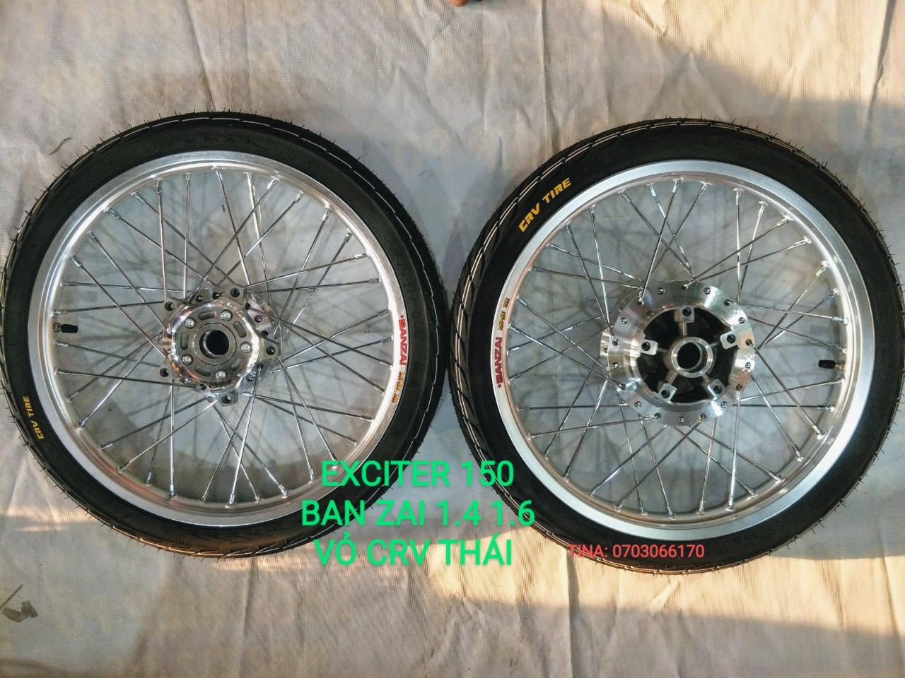 BÁNH CĂM  EX150 NIỀN NHÔM BAN ZAI THÁI 1.4 1.6 ĐÙM  CĂM MẠ CROM VỎ CRV TIRE THÁI 60 90 70 90