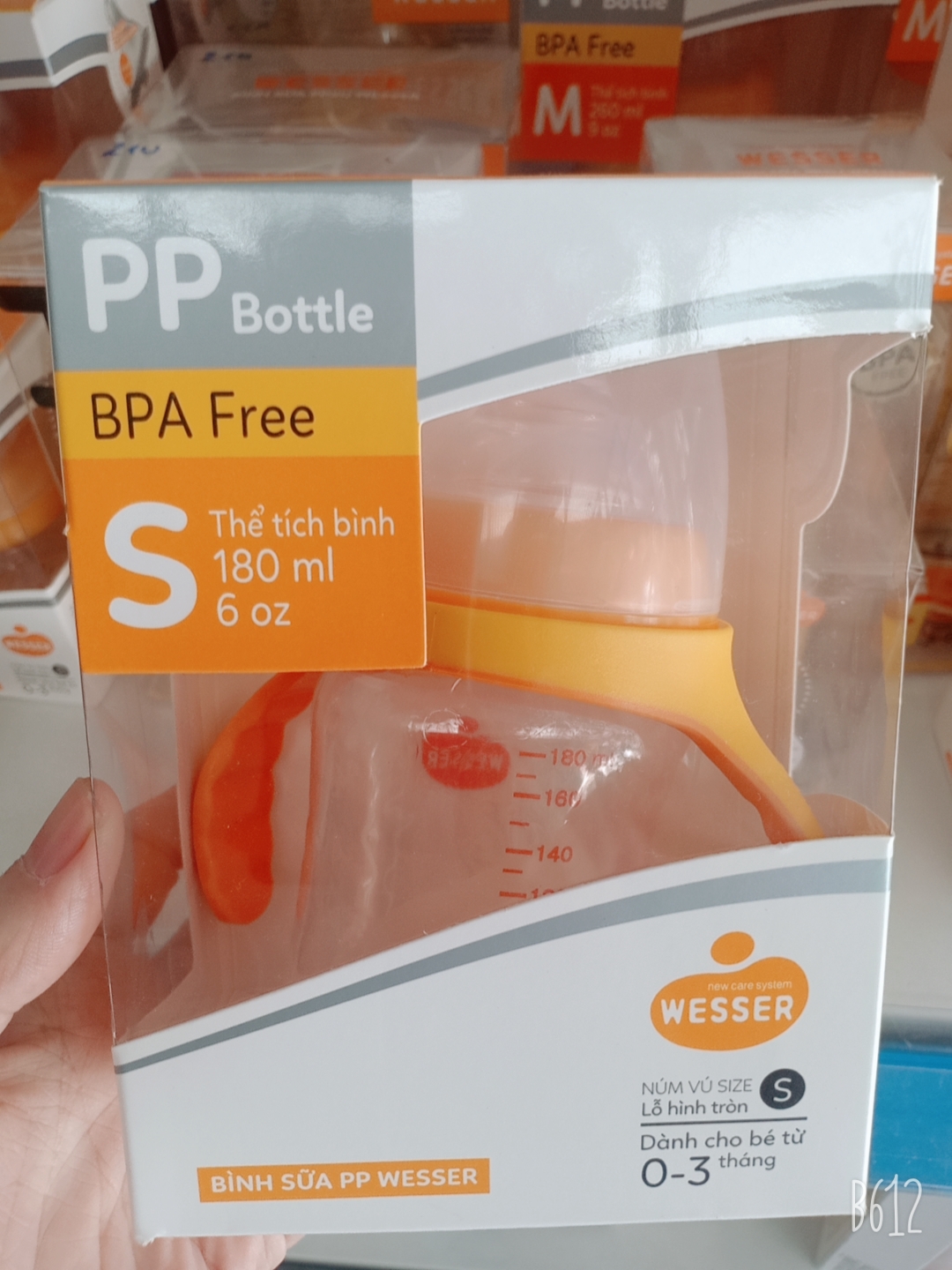 Bình sữa Wesser cổ rộng PP 180ml - S