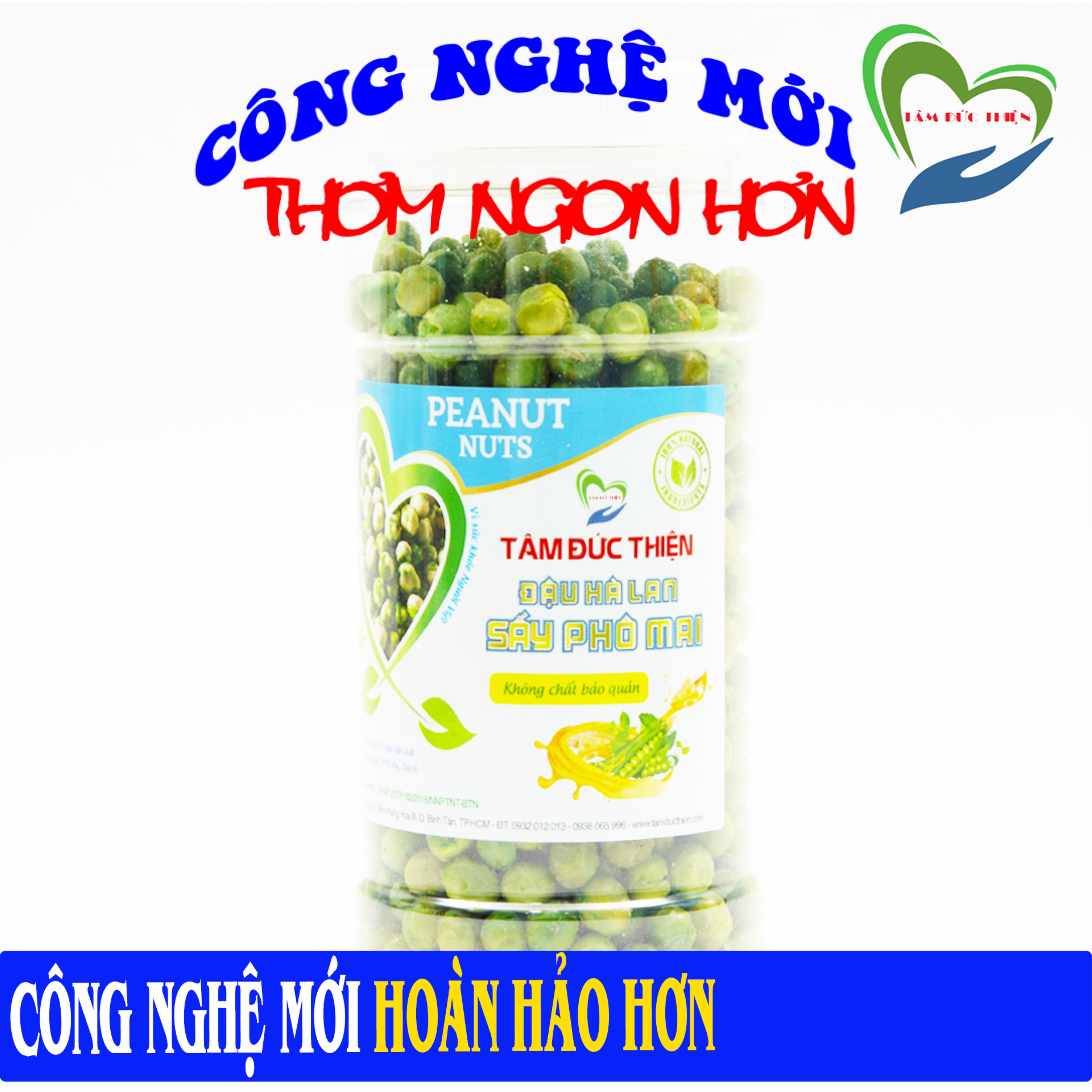 Hộp Đậu Hà Lan Sấy Phô Mai Tâm Đức Thiện 220GR Thực Phẩm Đóng Gói Đóng Hộp Ăn Liền đồ ăn vặt Thực Phẩm Khô Đậu Hà Lan Muối Đậu Hà Lan Rang Muối bánh kẹo quà Tết