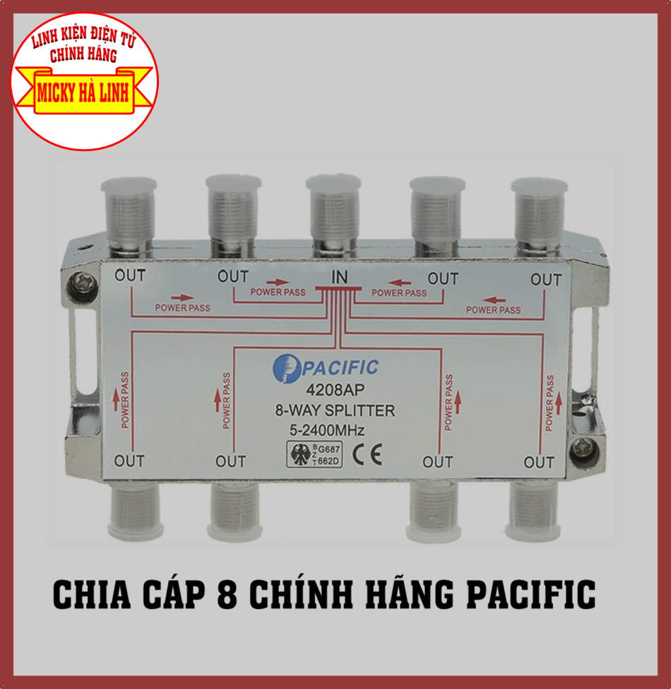 [HCM]Bộ chia truyền hình cáp 1 ra 8 - Chính hãng PACIFIC - Dùng chia 8 tín hiệu đường truyền cáp cho tivi tín hiệu đầu kỹ thuật số tín hiệu anten tín hiệu camera
