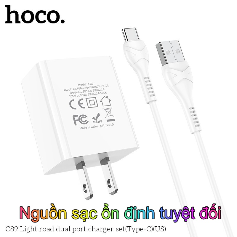 Bộ sạc HOCO chính hãng C89 (Lightning,TypeC, Micro)