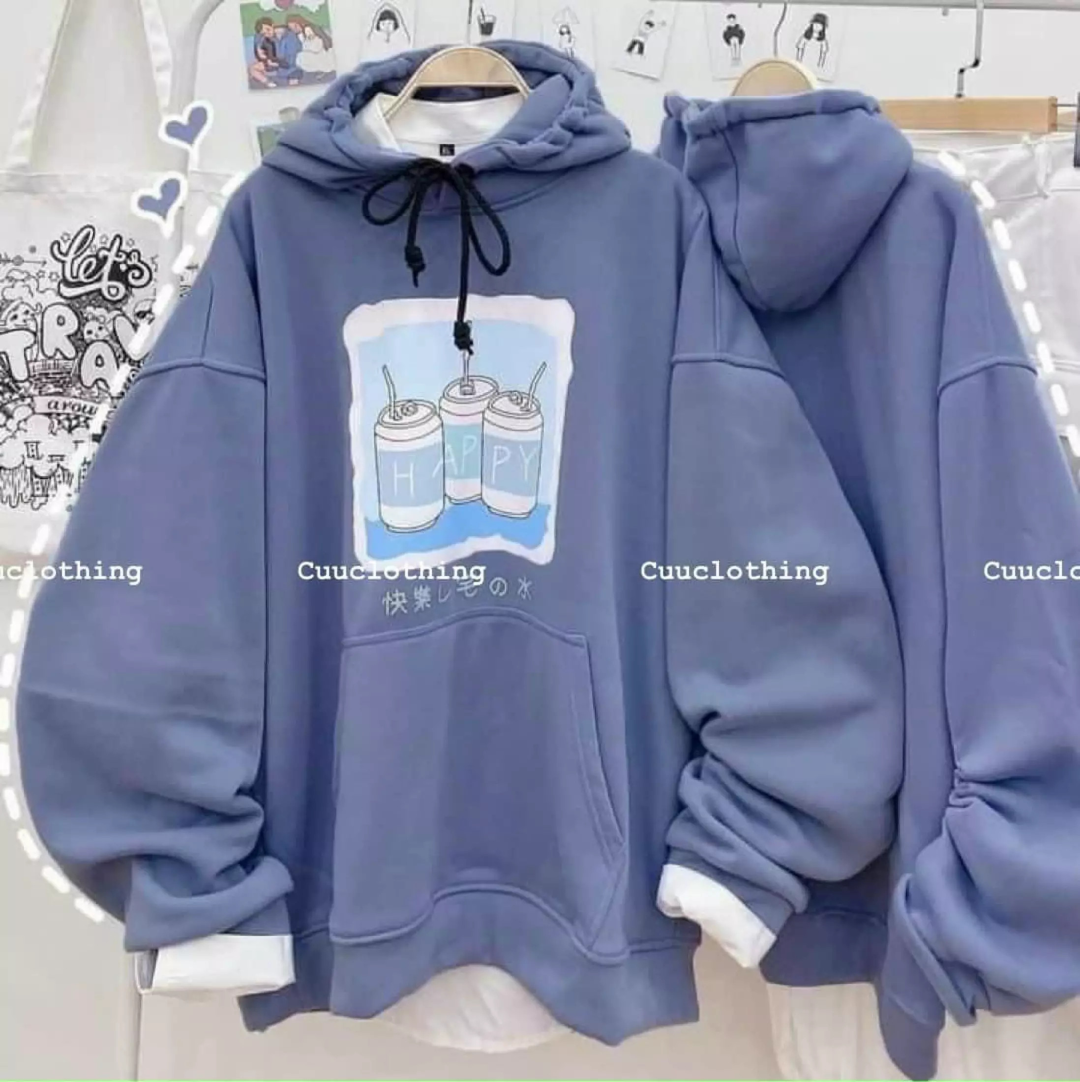 (SIÊU SELL) ÁO KHOÁC NỈ HOODIE FORM RỘNG LY TRÀ SỮA MẪU CỰC TREND THỜI THƯỢNG MIDU FASHION