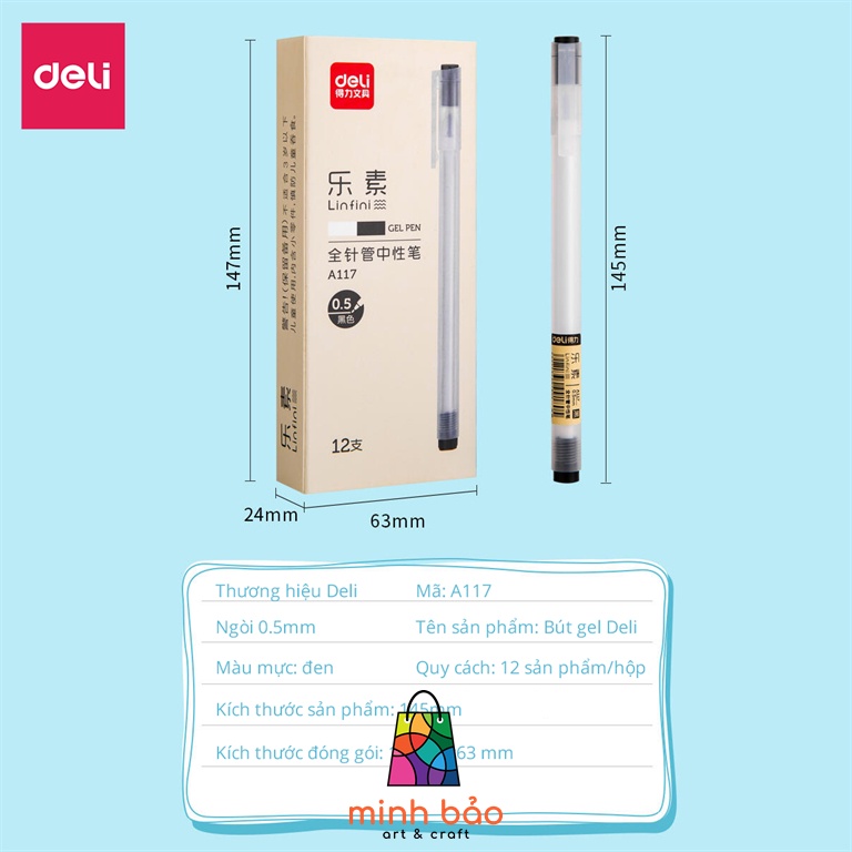 BÚT MỰC ĐEN DELI A117 NGÒI 0.5MM