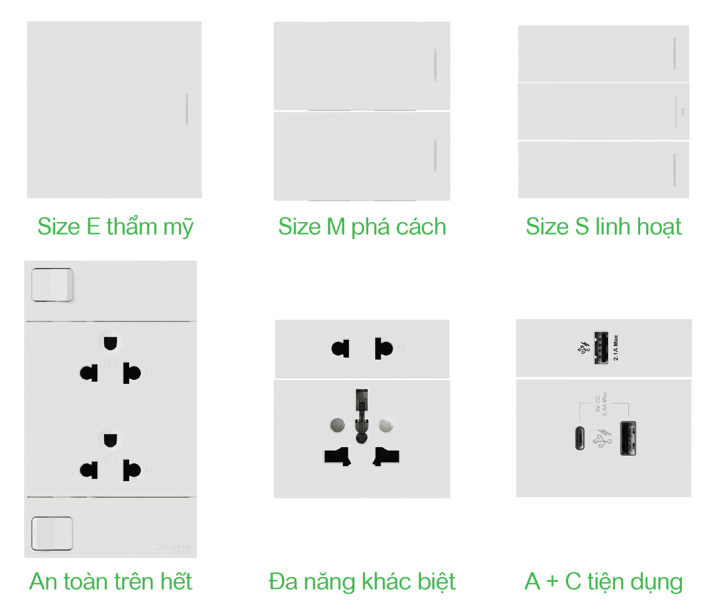 Ổ cắm đơn 2 chấu 16A, size S - Dòng AvatarOn A - Schneider Electric