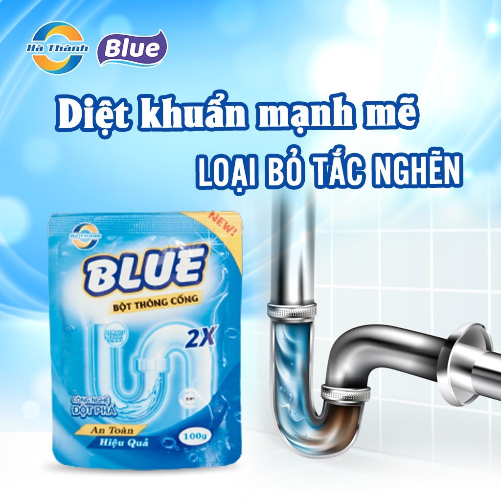 Bột Thông Cống Blue Hàn Quốc túi 100G, Combo 5 Gói