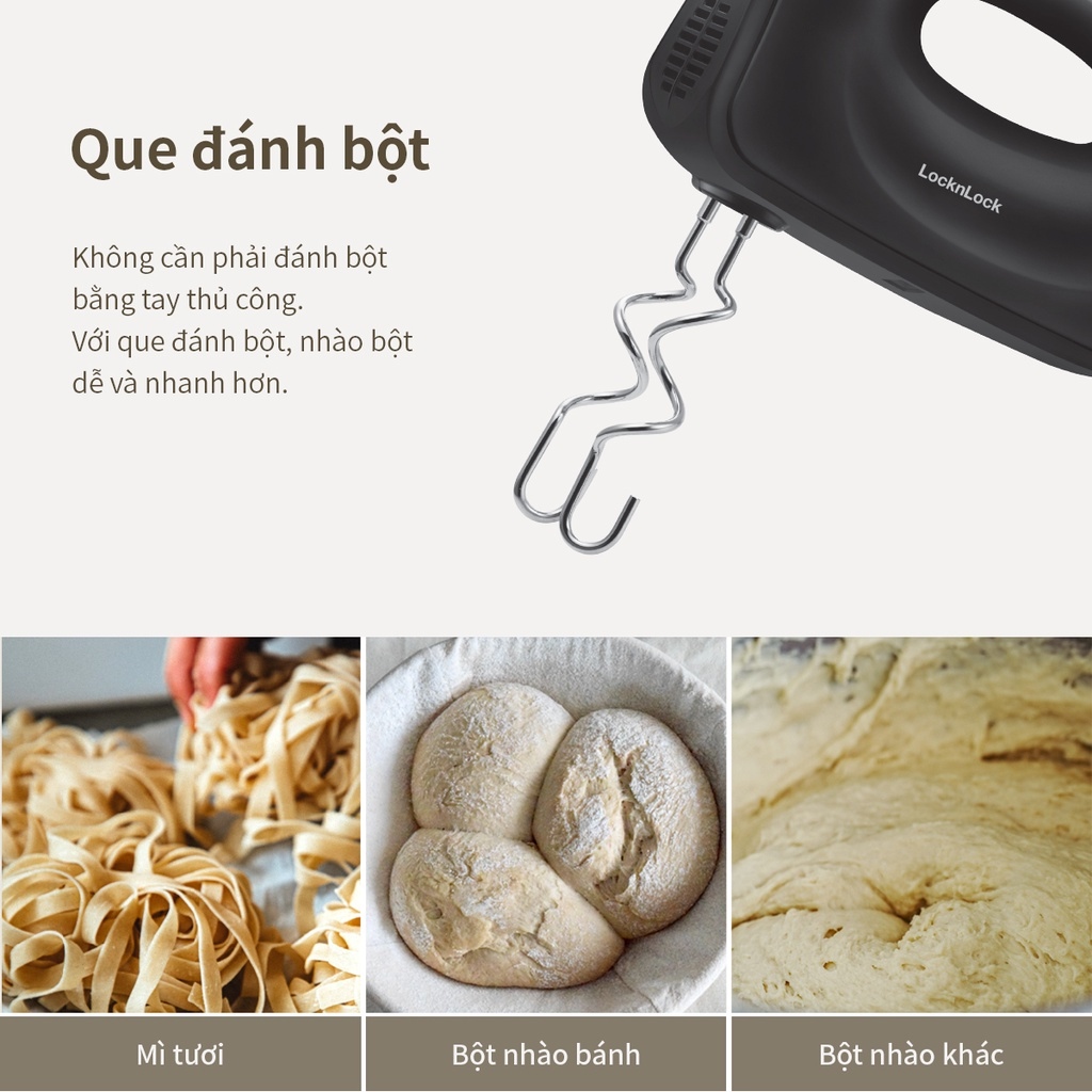 Máy đánh trứng Lock Lock Hand Mixer - màu xám đậm EJM501DGRY