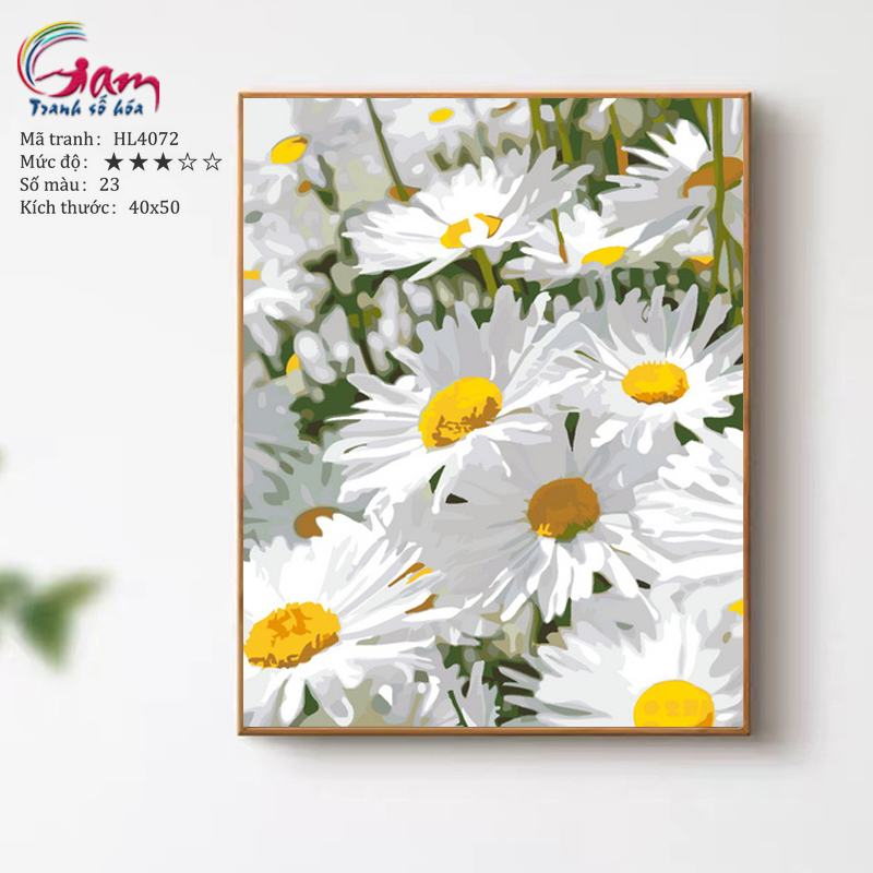 DIY Paint by numbers kit with frame for adults white chrysanthemum Painting For Wall Decor New Hobby And meaningful gift HL4072