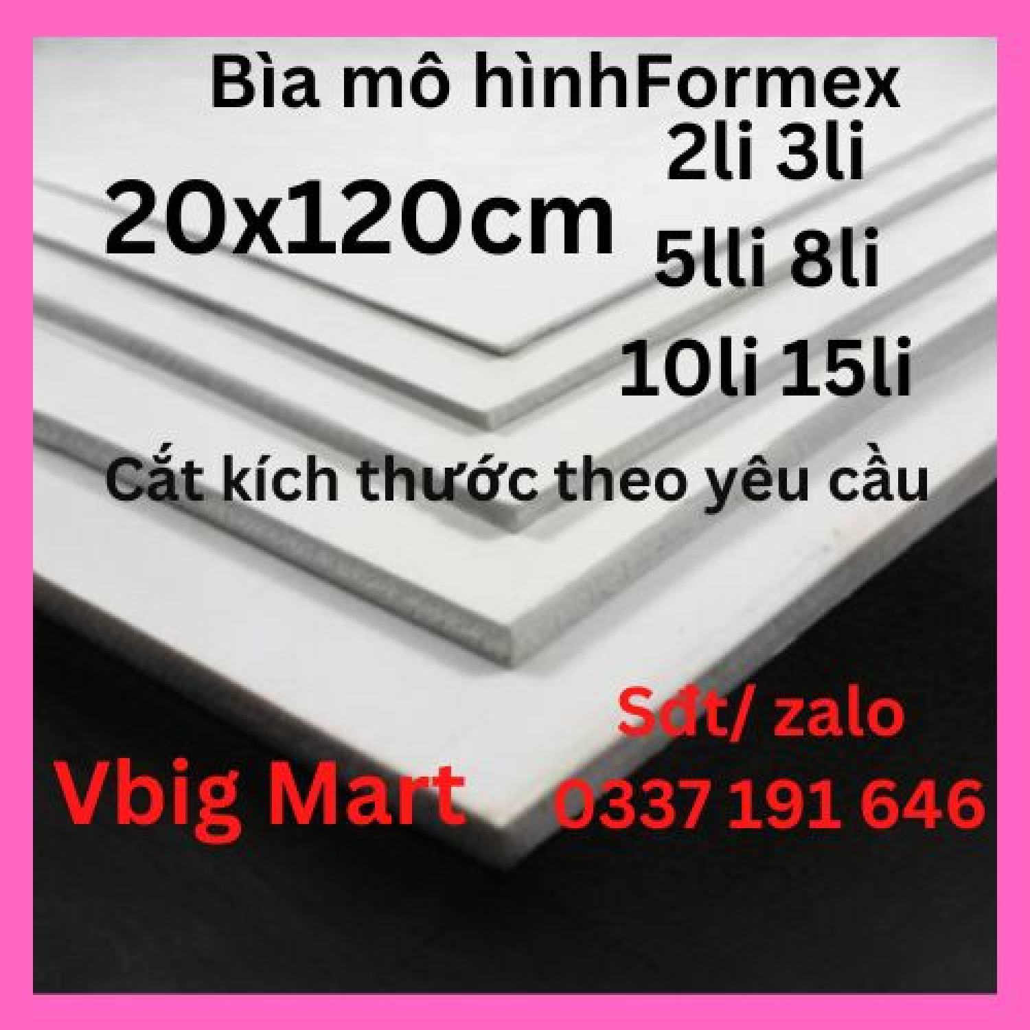 Bìa mô hình - 20x120cm 2mm 3mm 4mm (Bìa làm handmade, Formex 2li 3li 4li, Fomex 2ly 3ly 4ly, Fomic)