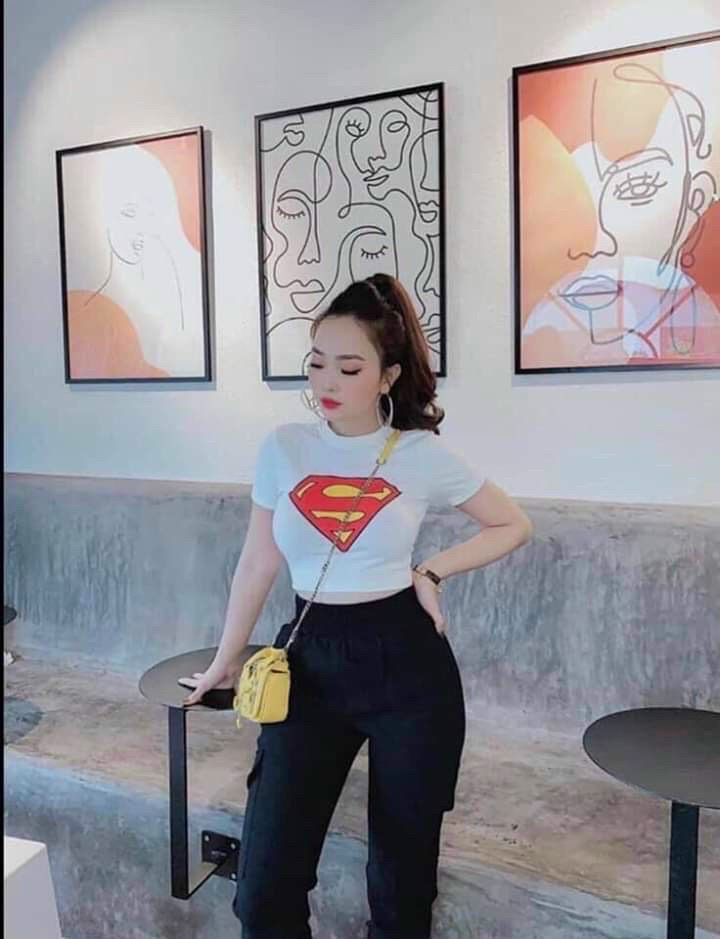 Áo thun lụa crotop cổ tròn in hình logo supper man cực cold TTSLA0442