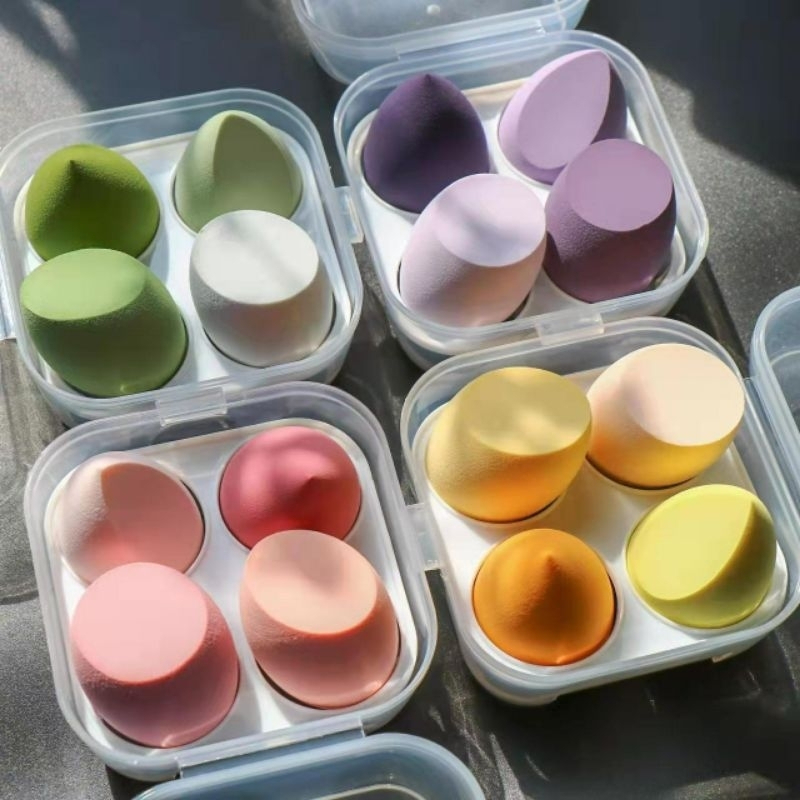 Set 4 mút, bông phấn trang điểm tán nền siêu mịn