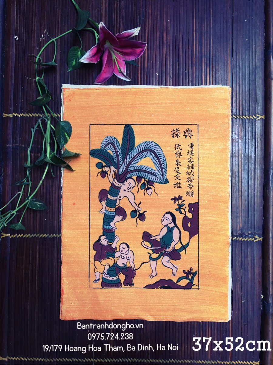 Tranh Đông Hồ Hứng dừa