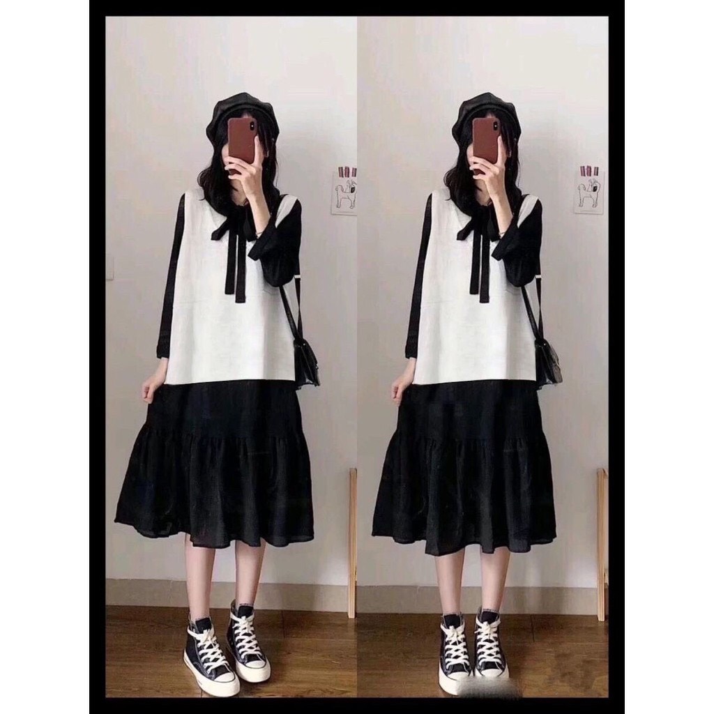 [FREESHIP + HOÀN TIỀN 50K] 🦋 Váy Nữ Tay Bồng Dáng Suông 2 Màu 🦋