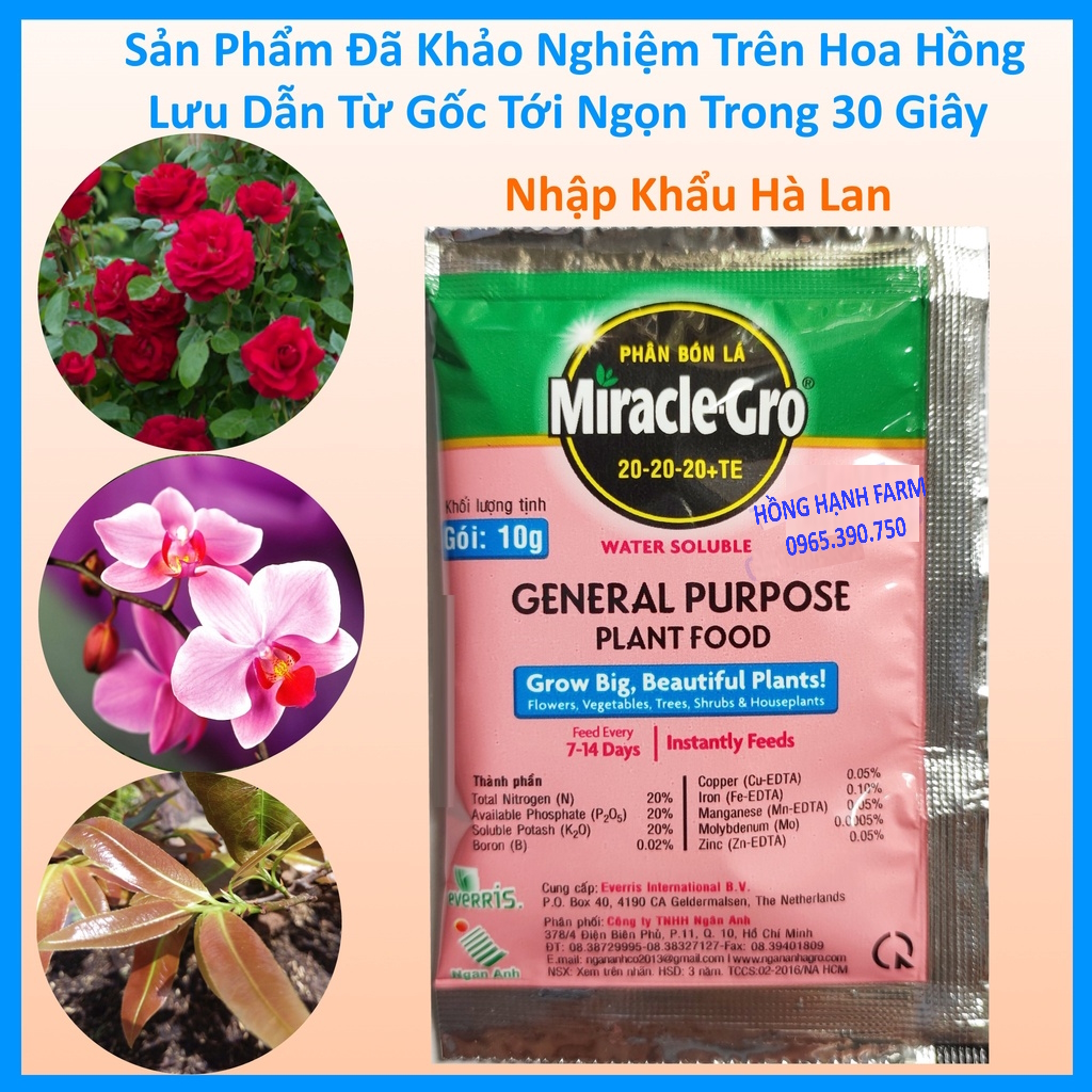 Phân bón lá npk miracle gro 20-20-20+te, miracle-gro chuyên dùng cho hoa hồng, hoa lan, rau màu...