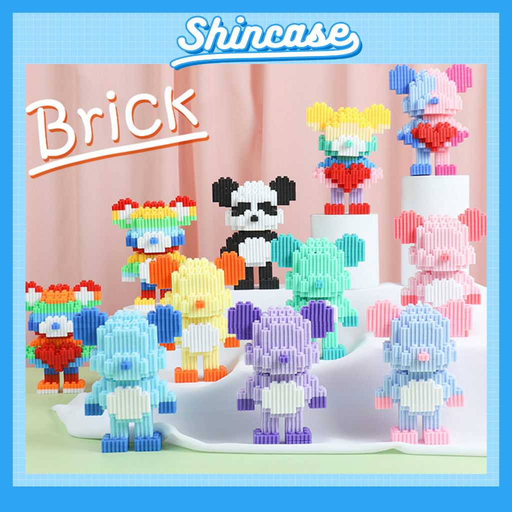 Bộ mô hình đồ chơi lắp ráp xếp hình mini 3D gấu đứng ngộ nghĩnh nhiều màu cao 12cm – Shin Case