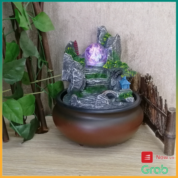 Thác nước để bàn phong thuỷ trang trí, Đài phun nước phong thuỷ đèn led siêu đẹp