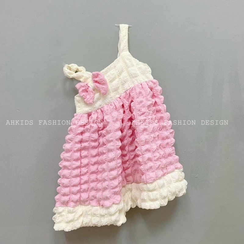 Váy công chúa bé gái 2 dây đính nơ cho bé từ 8-22kg