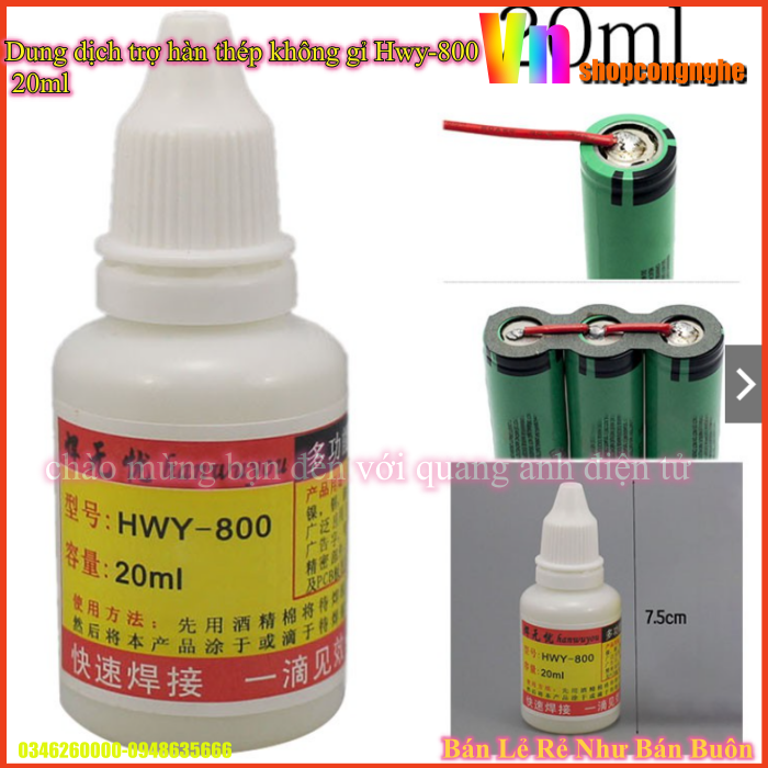 [Ảnh thật] Dung dịch trợ hàn thép không gỉ Hwy-800 20ml