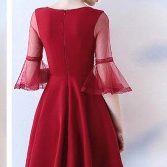 [HCM]ĐẦM CỔ V PHỐI TAY LƯỚI THỜI TRANG TPD