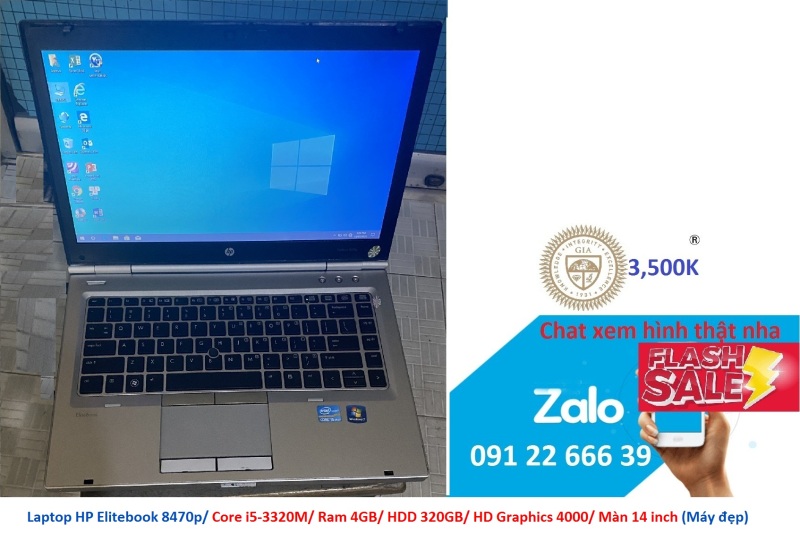 Laptop HP Elitebook 8470p/ Core i5-3320M/ Ram 4GB/ HDD 320GB/ HD Graphics 4000/ Màn 14 inch (Máy đẹp)