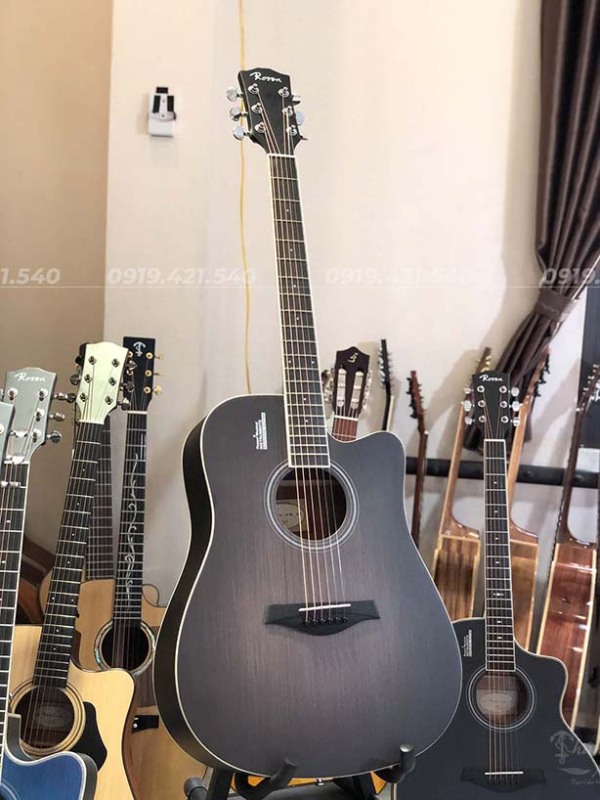Đàn Guitar Acoustic Rosen G11CS màu xám dáng D chính hãng - Top Solid Gỗ Thịt Nguyên Miếng - Tặng Full Bao da Cao Cấp, Capo, Dây dự Phòng, Pick Gảy