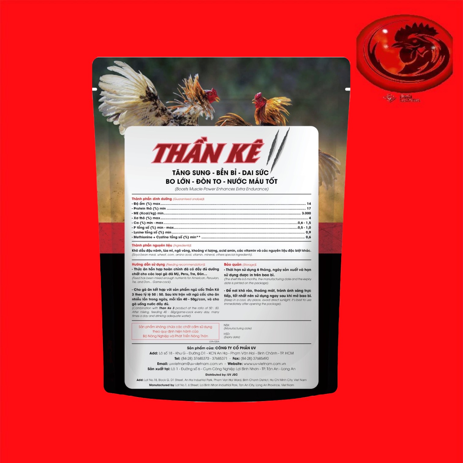 Thức ăn THẦN KÊ ĐỎ cho gà chế độ đá 1 KG