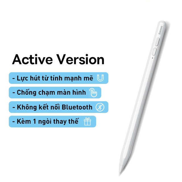 Bút cảm ứng Baseus Smooth Writing Capacitive Stylus dùng cho iPad Pro/ Smartphone/ Tablet Android (Active + Passive Version, Magnetic Adsorption, Tilt & Strength sensitive)