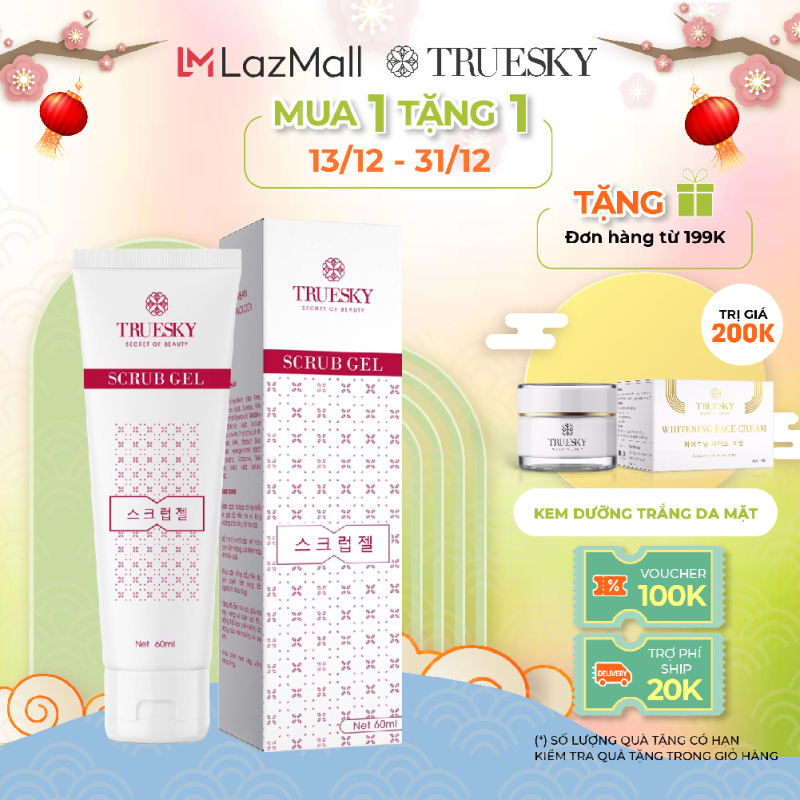 Tẩy tế bào chết da mặt dạng gel chiết xuất trà xanh Truesky Scrub Gel 60ml