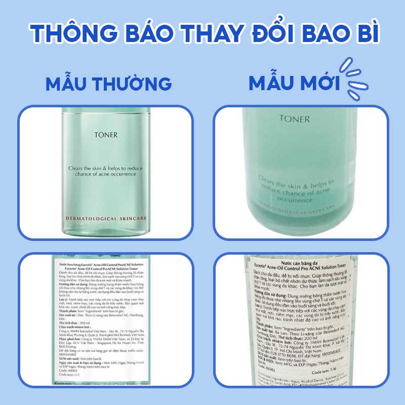 Nước Hoa Hồng Dành Cho Da Mụn Eucerin Acne-Oil Control Pro Acne Solution Toner 200ml