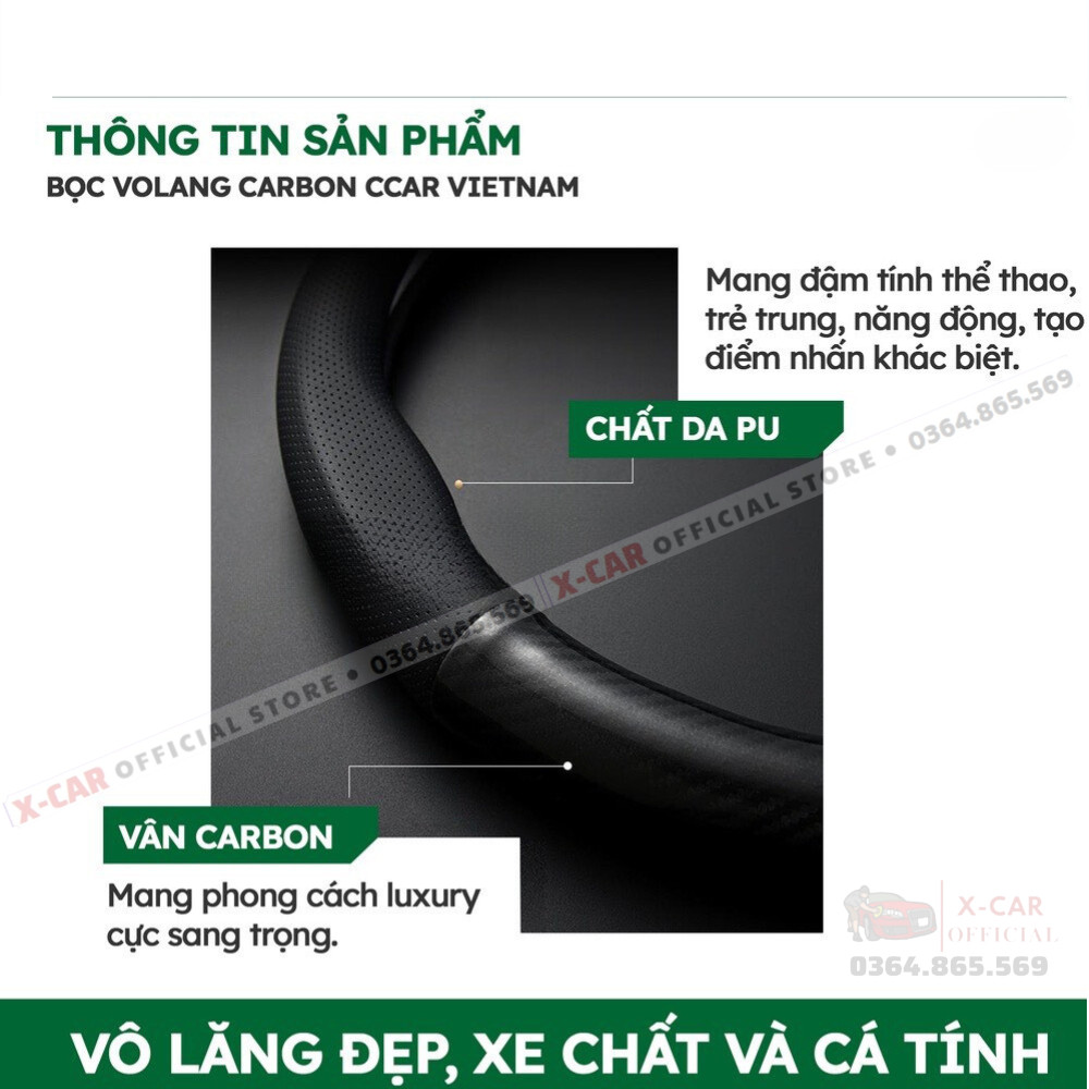 Bọc vô lăng carbon 4s cao cấp kèm logo Hãng