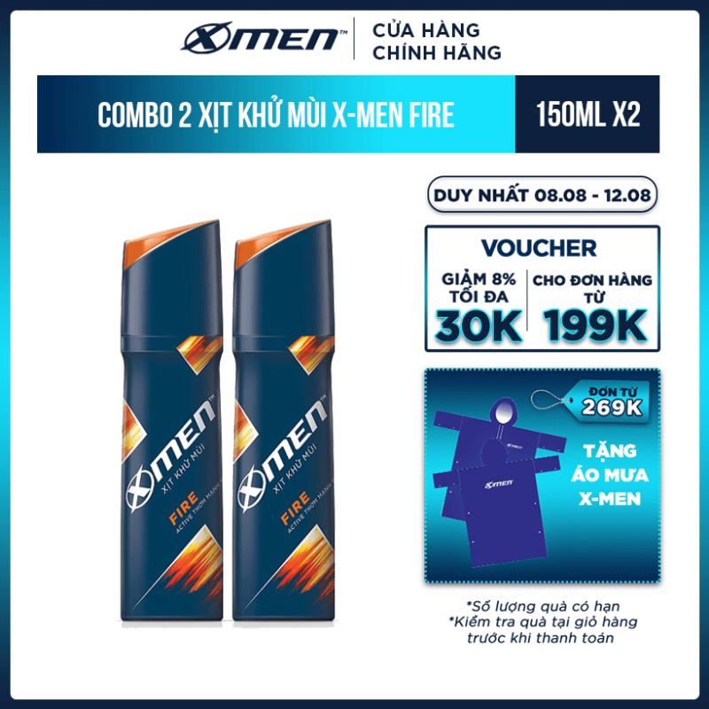 Combo 2 Xịt khử mùi X-Men Fire 150ml nhập khẩu