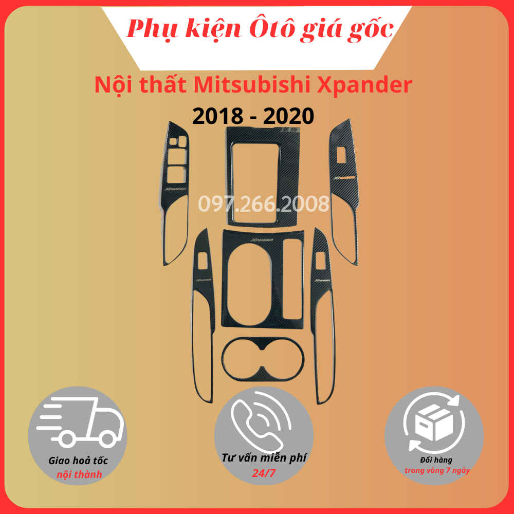 Ốp nội thất xe mitsubishi xpander 2018, 2019, 2020 vân carbon cao cấp