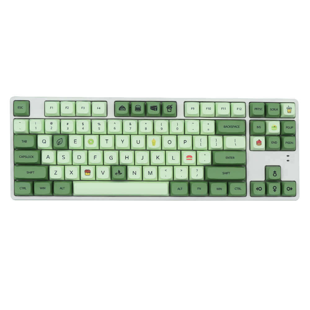 XDA Matcha Green Tea Dye Sub Japanese Keycap Set Thick PBT For Gh60XdPoker 87Tkl 104 Ansi Mechanical Keyboard 7U