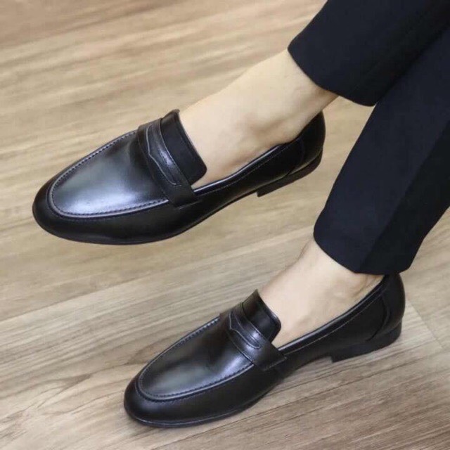 Giày lười da nam dáng tây phối đẹp