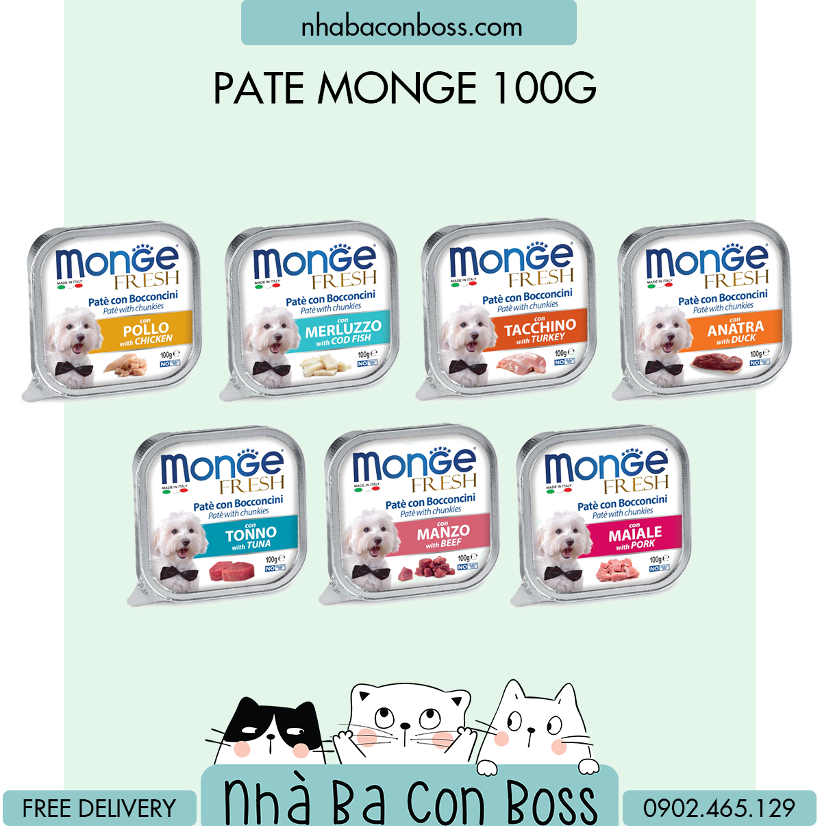 [Hộp 100g] Pate Cho Chó Monge