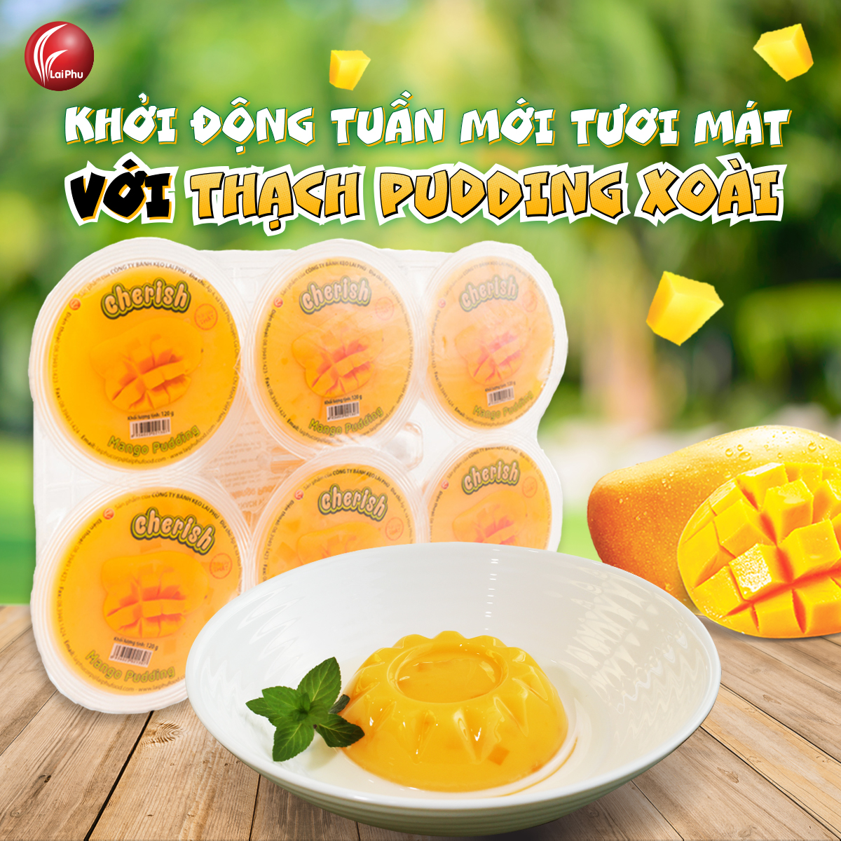 Thạch Pudding Cherish Vị Xoài Khay 720G