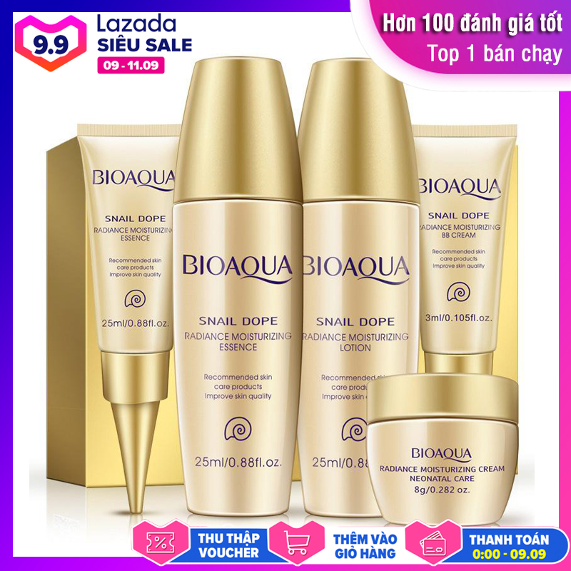 Bộ kit dưỡng ẩm và làm trắng da tinh chất ốc sên BIOAQUA bộ dưỡng da dùng thử bộ chăm sóc da mặt XP-BMP201