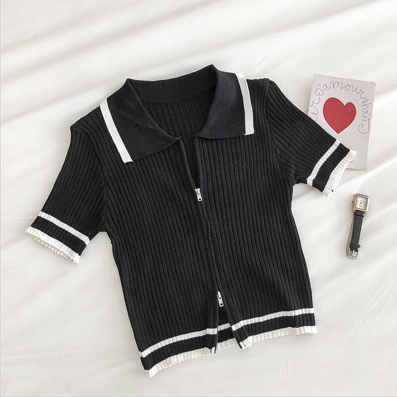 Áo Kiểu Thun Có Cổ Phối Dây Kéo Siêu Hot TTKXA0041
