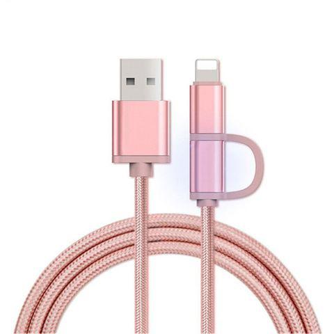 Cáp sạc 2 đầu lightning nối micro usb dây dù 1m siêu bền