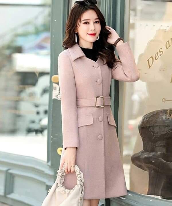 Hàng nhập - Áo khoác dạ nữ form dài nút bọc