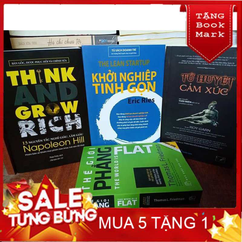 Mua SÁCH HAY -Combo 4 sách: 13 nguyên tắc nghĩ giàu làm giàu, Thế giới phẳng, Khởi nghiệp tinh gọn, Tử huyệt cảm xúc